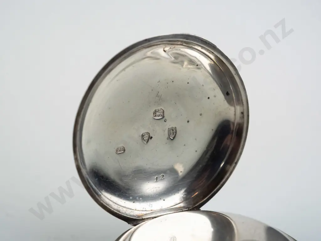 silver pocket watch 'Rotherhams London' stamped lion, shield, date code B (1877?) engraved in 1904 with name Arthur Image 1++