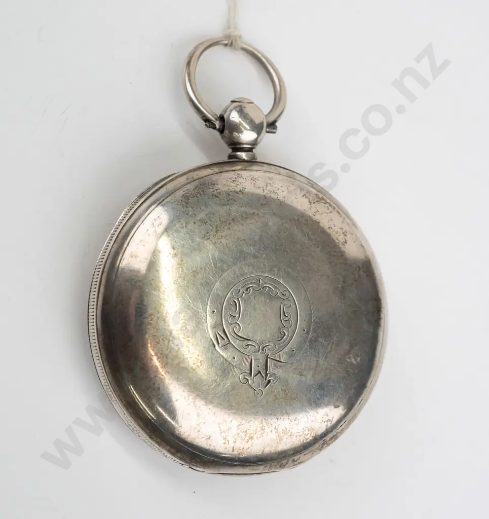 silver pocket watch 'Rotherhams London' stamped lion, shield, date code B (1877?) engraved in 1904 with name Arthur Image 1++