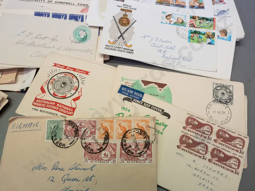 large collection of NZ first-day covers dating from 1930s, most to one Mosgiel address, plus a bag of loose used stamps Image 1++