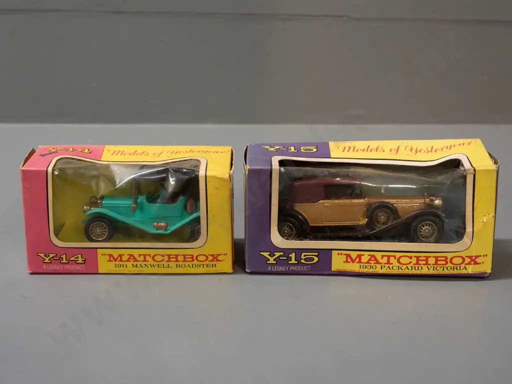 2 Lesney Matchbox Models of Yesteryear in original boxes - models Y-14 1911 Maxwell and Y-15 1930 Packard - both with Image 1++