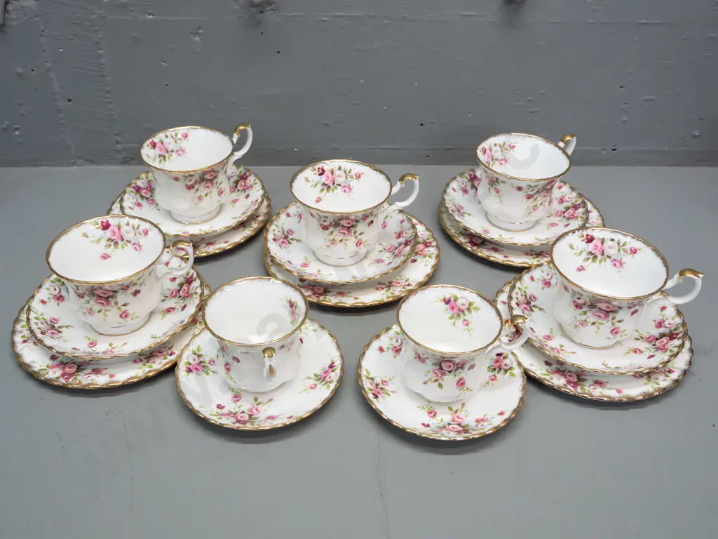 Royal Albert "Cottage Garden" tea ware - 5 trios and 2 slightly smaller cups & saucers Image 1++