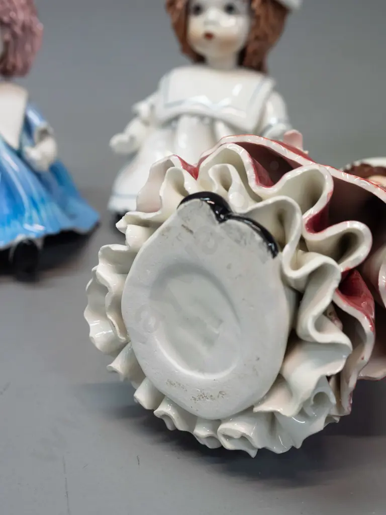 5 Italian "Zampiva" hand painted porcelain doll figurines with fine extruded hair - with 2001-2002 catalog booklet Image 1++