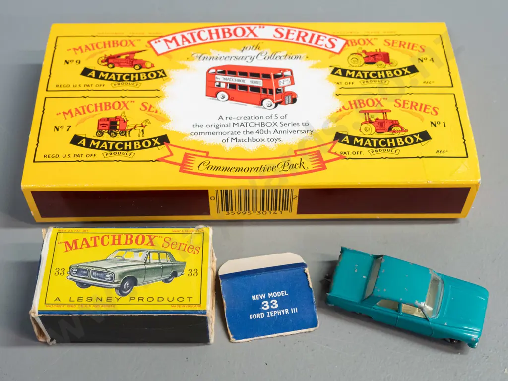 Matchbox Series G-1 40th Anniversary Collection of 5 vehicles in fitted box and a vintage Ford Zephyr Mark III with Image 1++
