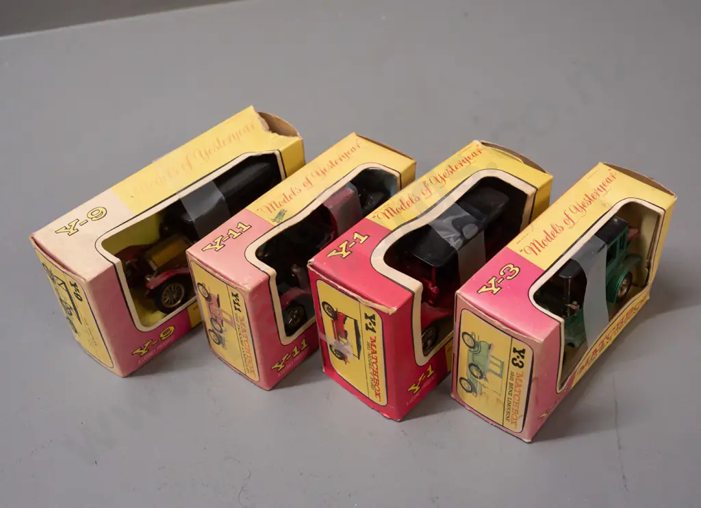 4 Lesney Matchbox Models of Yesteryear in original boxes - Y-1 1911 Ford Model T, Y-3 1910 Benz limousine, Y-9 1912 Image 1++