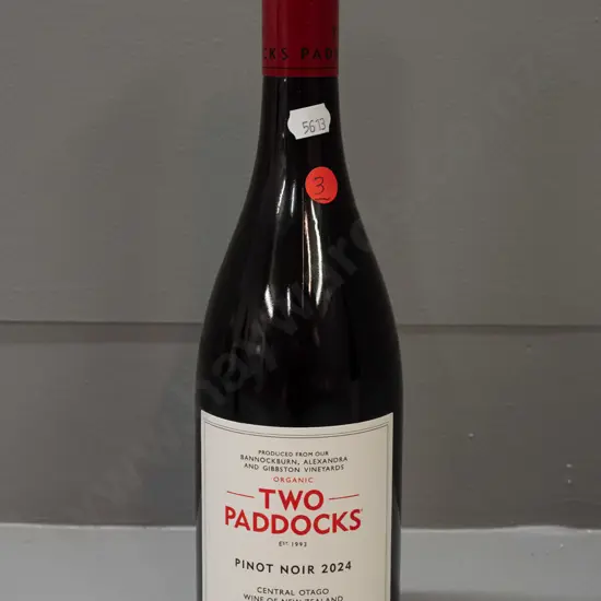 bottle of Two Paddocks 2024 Central Otago organic Pinot Noir 750ml