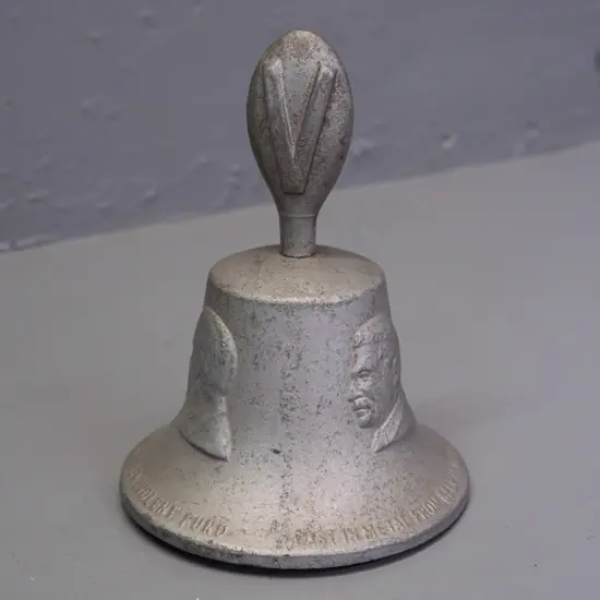 cast alloy victory bell with allied leader profiles "Cast in metal from German aircraft shot down over Britain 1939-41"