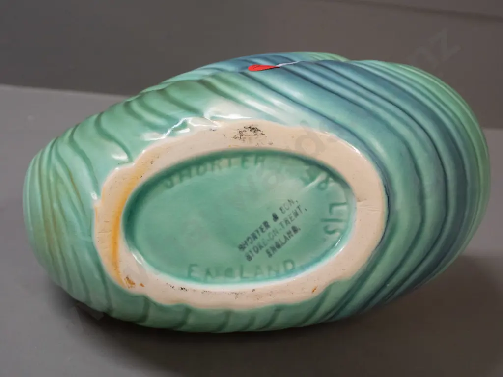vintage Shorter & Sons green-blue nautilus shell vase H-160 L-240 Image 1++