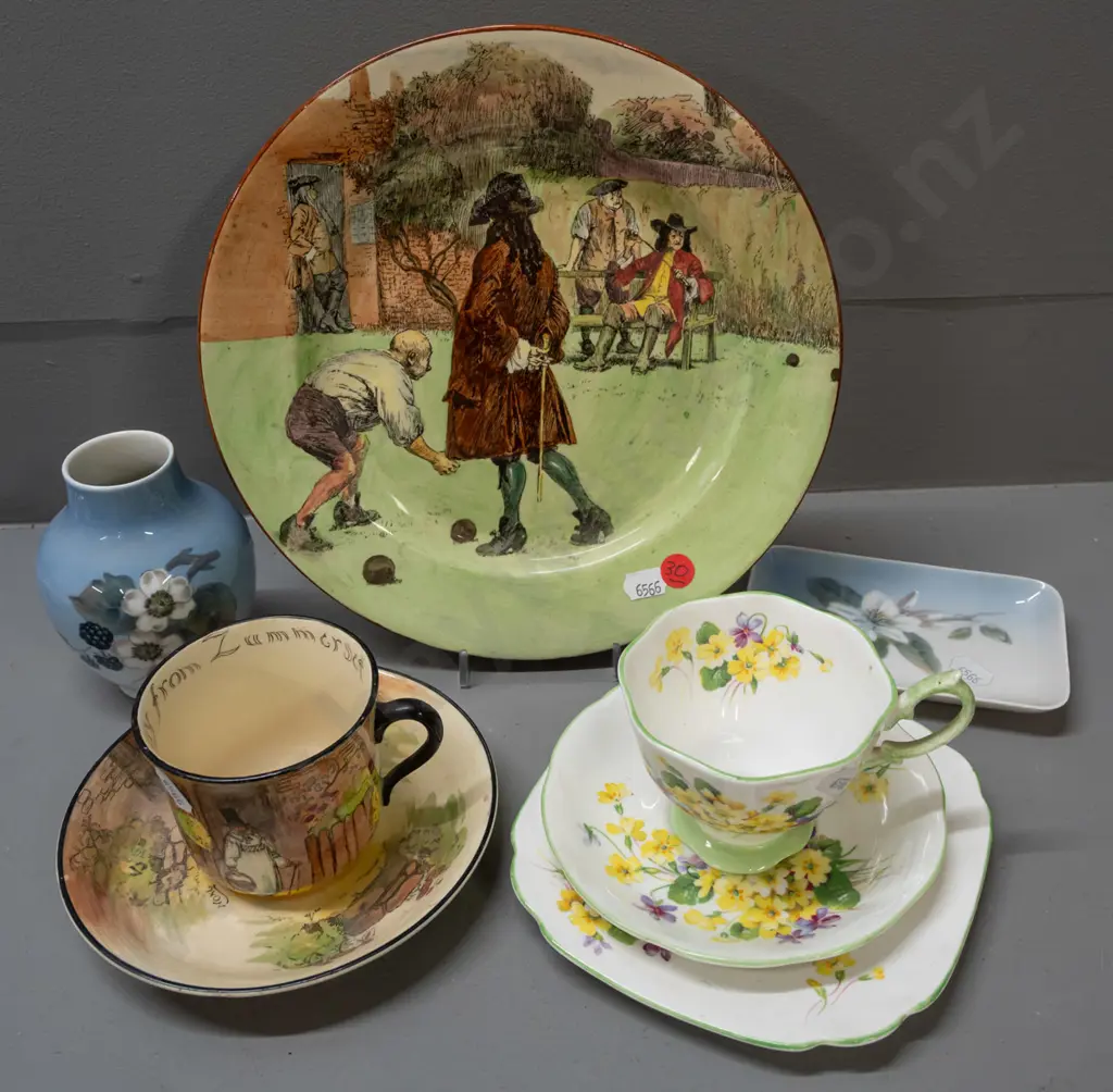 assorted china - Royal Doulton Gaffers cup & saucer, Sir Roger Coverley plate, Royal Albert Primulette trio, Royal Image 1++