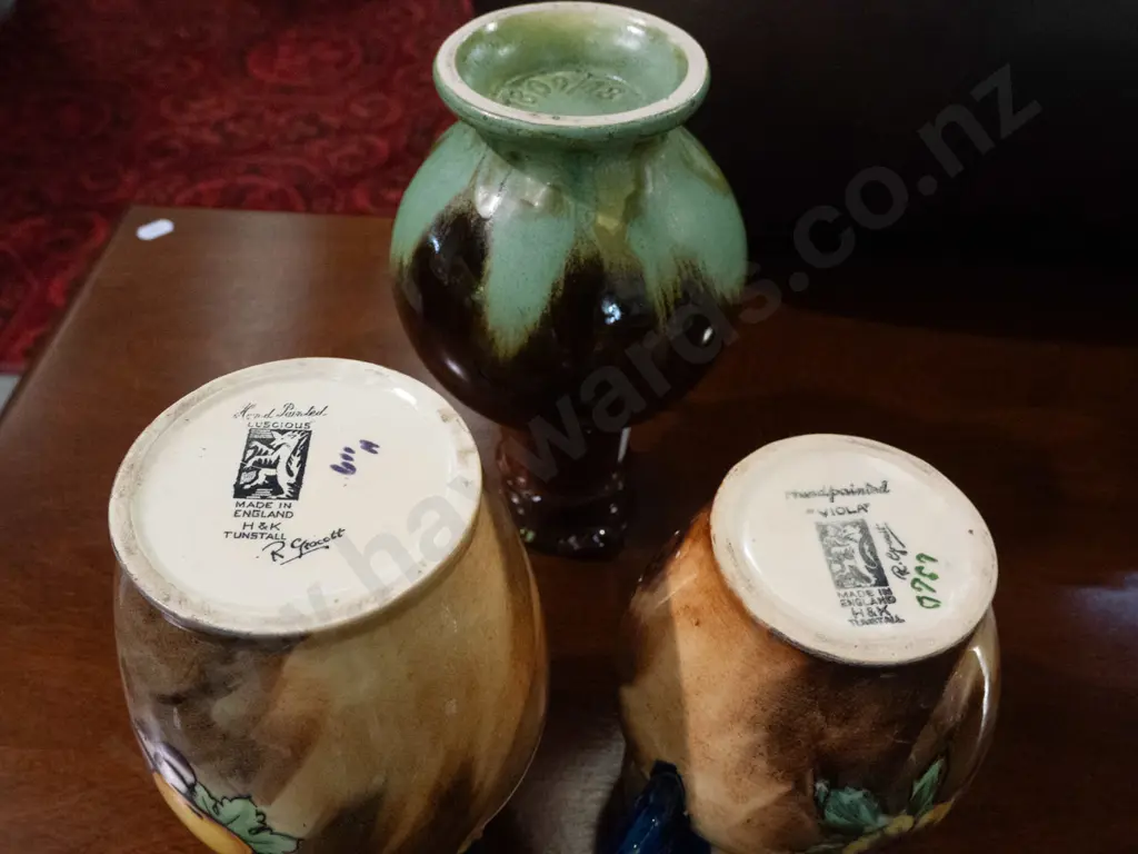 2 jugs and a handled vase - Tunstall "Viola" jug and "Luscious" vase & a Uebelacker Keramik German pottery jug H-200 Image 1++