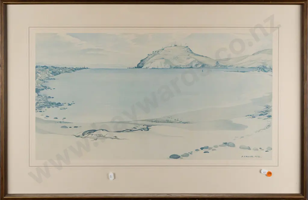 H V Miller -- framed print, seascape 1972 (slightly faded) H-485 W-750 Image 1++