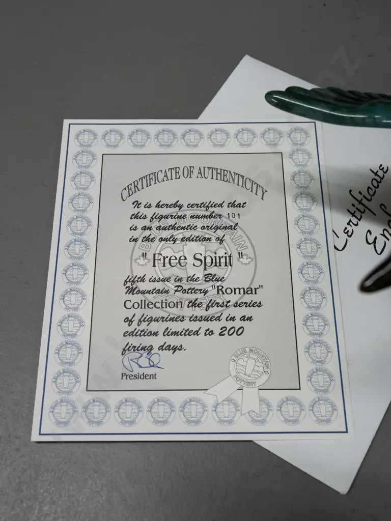 Blue Mountain pottery ltd. edition Romar series figurine with certificate: "Free Spirit" flying geese pair plus one Image 1++