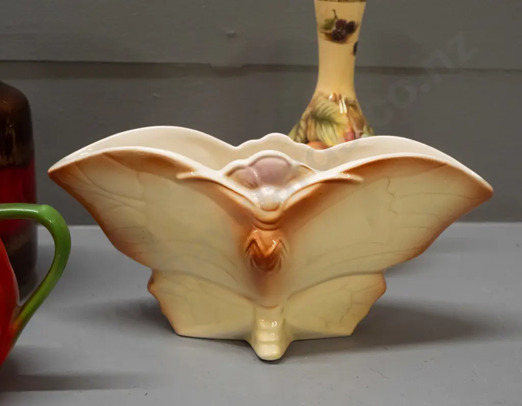 5 assorted vases - Adams classical scene, Aynsley Orchard Gold, moth-shaped trough, Bavarian lobster jug vase and a Image 1++