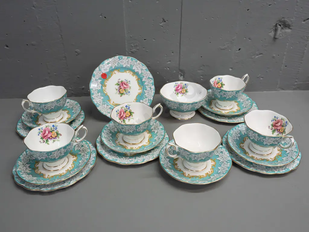 Royal Albert "Enchantment" tea ware - 6 trios & a sugar bowl Image 1++