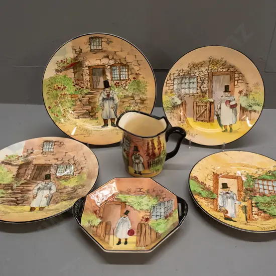 6 pieces Royal Doulton Gaffers ware - 4 plates, dish and jug - slightly larger plate D-240