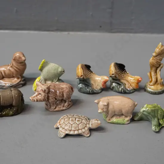 10 Wade whimsies - fish, frog, small turtle, pig, boar and a hippo
