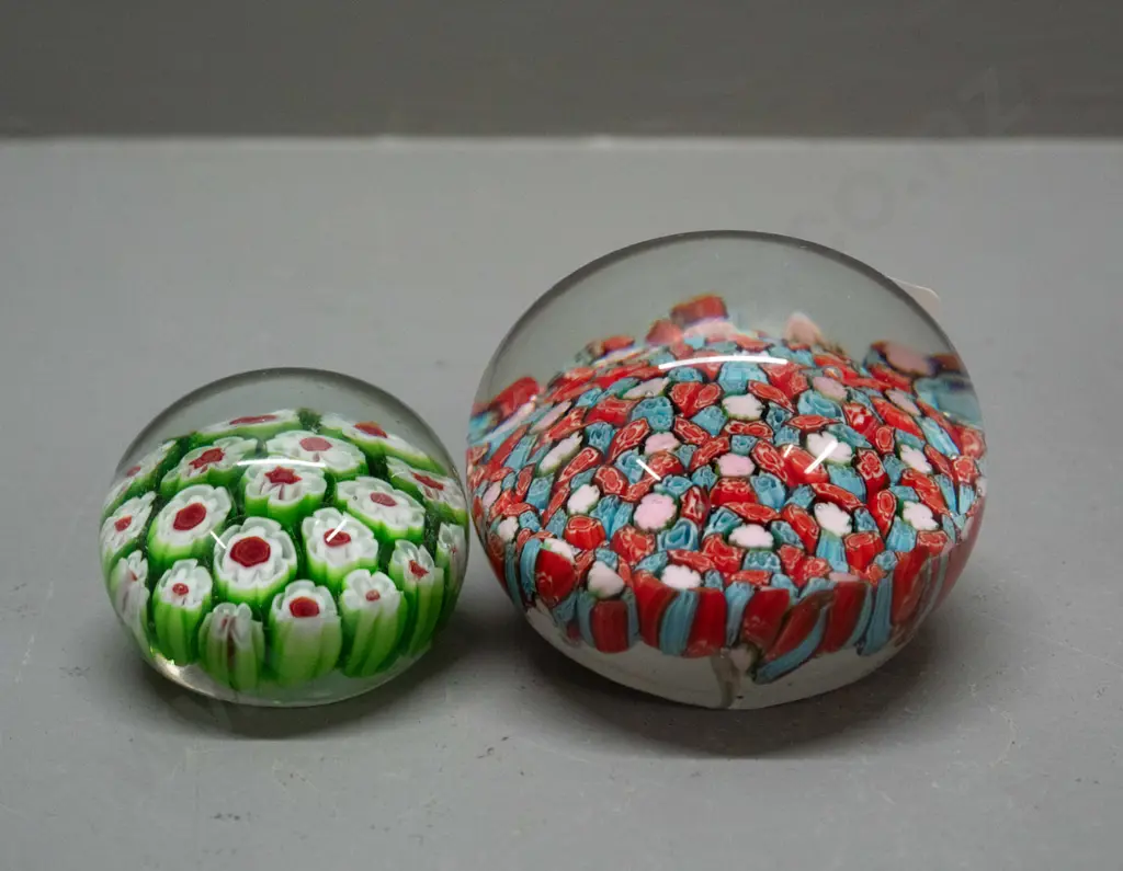 2x millefiore style glass paperweights Largest H65 Image 1++