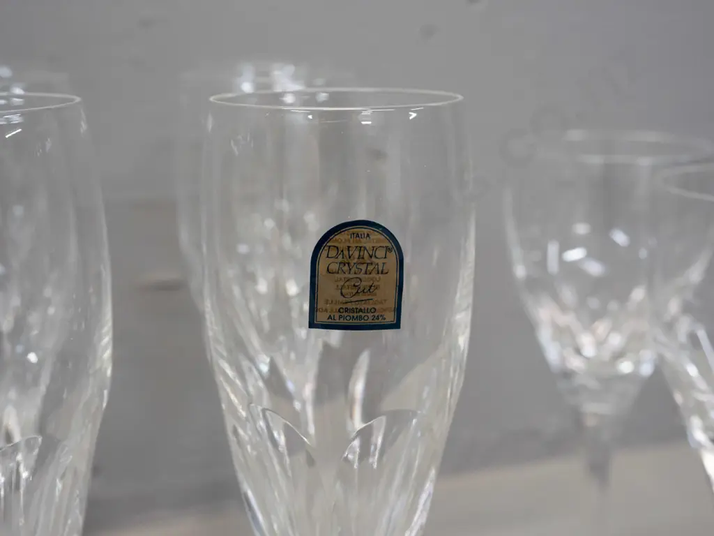Davinci Italian crystal in 3 sizes - 6 champagnes H-230, 2 wine glasses, 5 liqueurs Image 1++