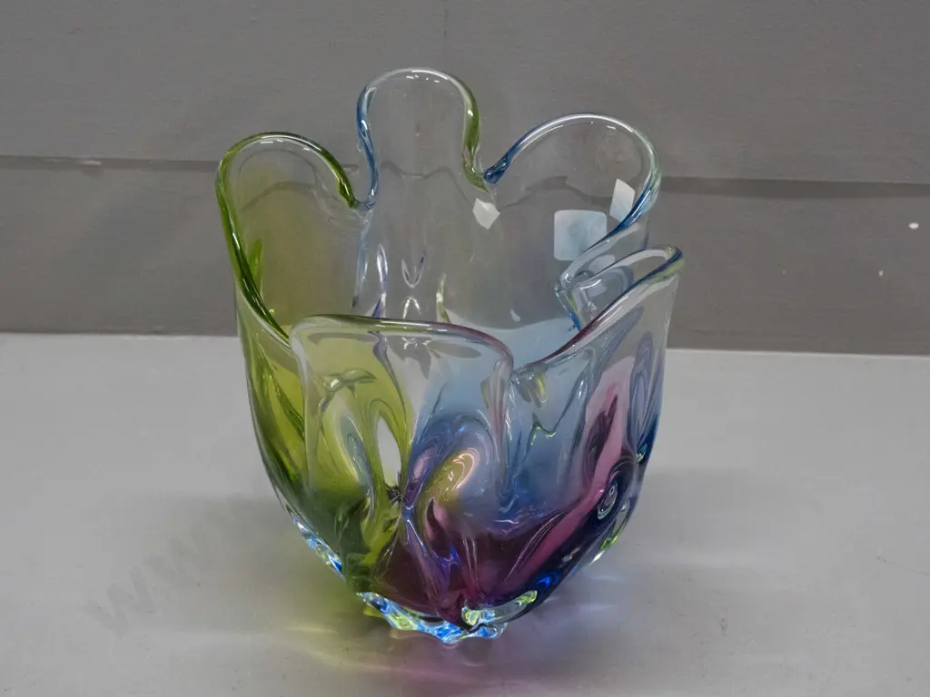 multi-coloured studio art glass vase H200 with box Image 1++
