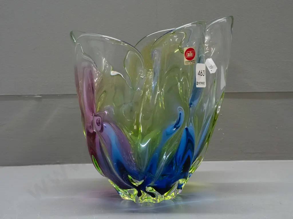 multi-coloured studio art glass vase H200 with box Image 1++