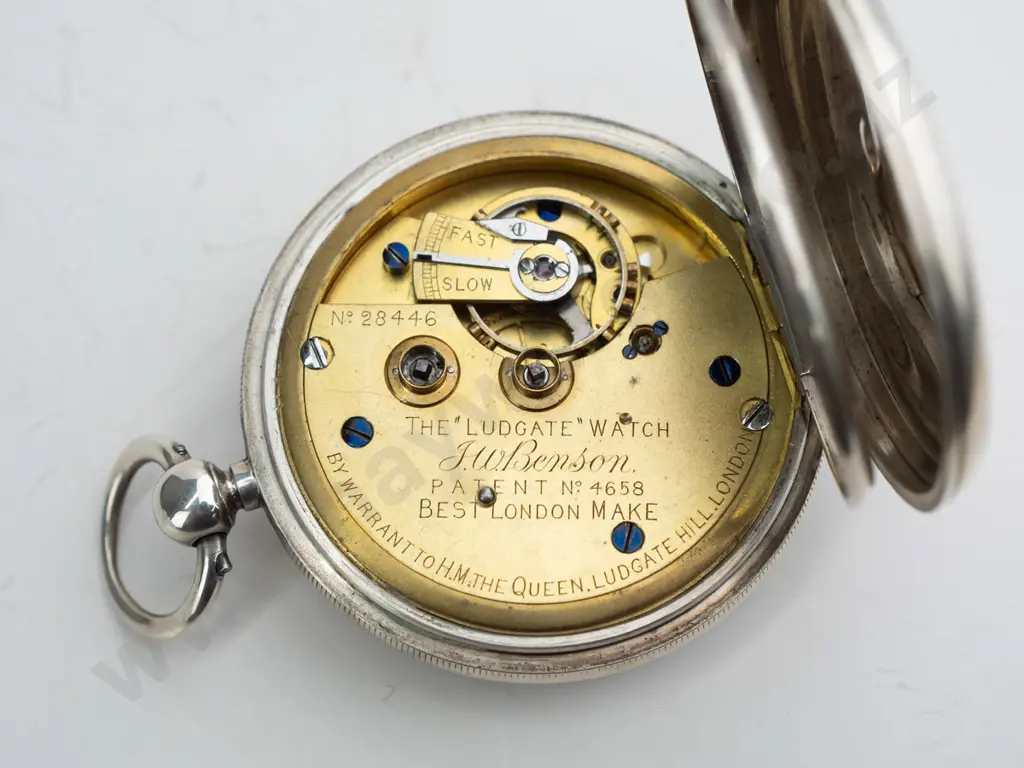 JW Benson London sterling silver cased The Ludgate pocket watch, jewelled lever, by warrant to HM Image 1++