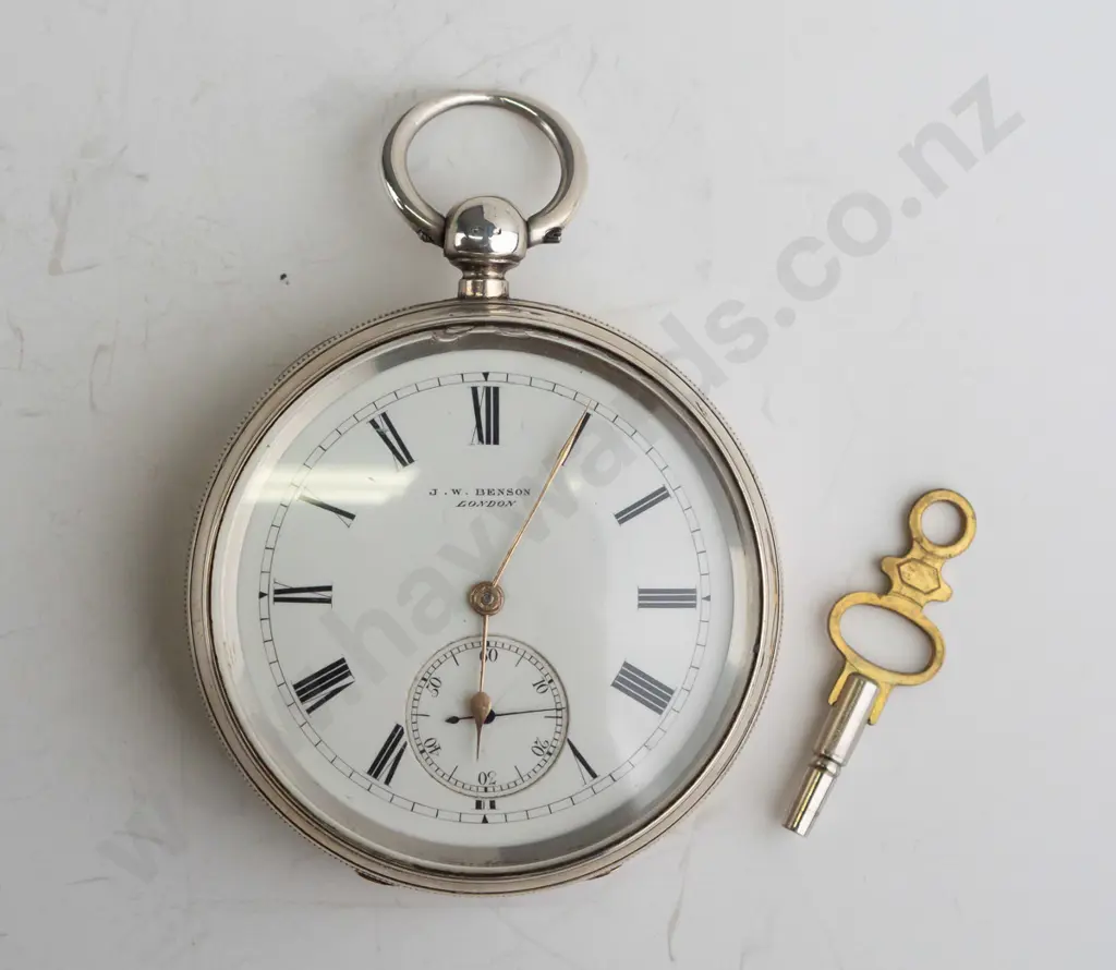 JW Benson London sterling silver cased The Ludgate pocket watch, jewelled lever, by warrant to HM Image 1++