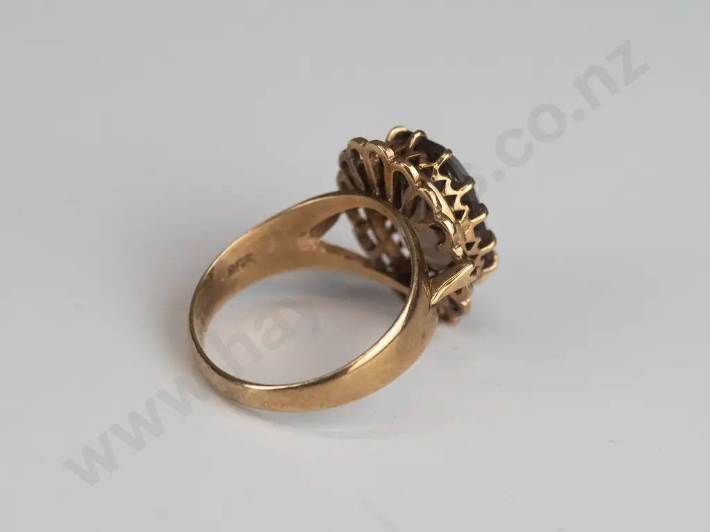 9ct smokey quartz ring 4.5gm Size M Image 1++