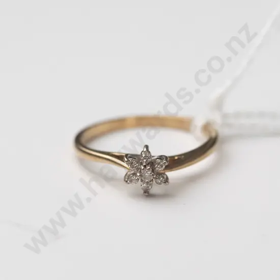 9ct diamond cluster ring 1.6 gms Size N.5