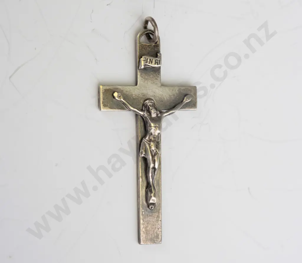 silver crucifix pendant stamped silver, no chain Image 1++