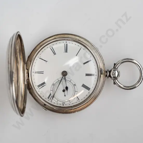 silver pocket watch stamped lion, anchor, g