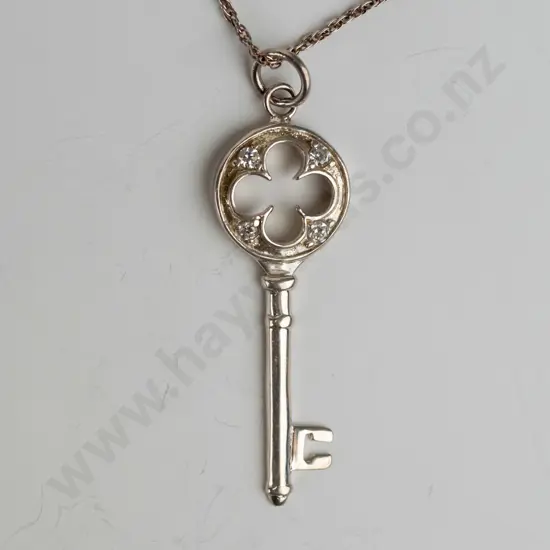 silver key necklace stamped 925