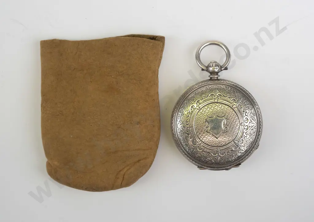 silver pocket watch stamped lion, anchor, s W F Image 1++