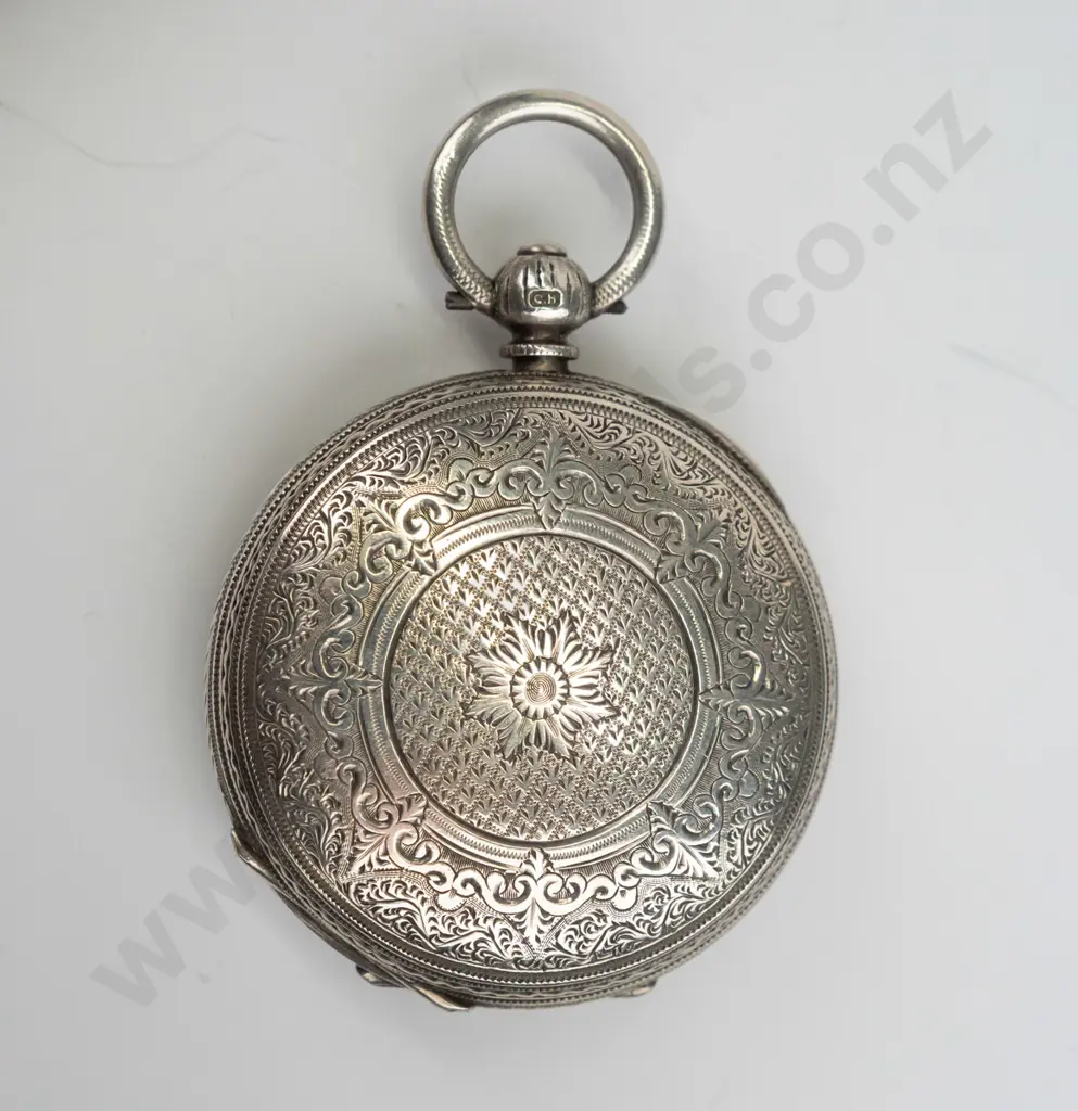 silver pocket watch stamped lion, anchor, s W F Image 1++