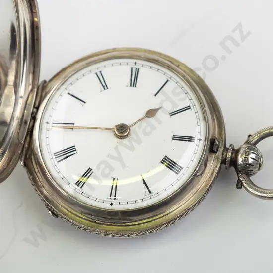 silver pocket watch stamped lion, anchor, s W F