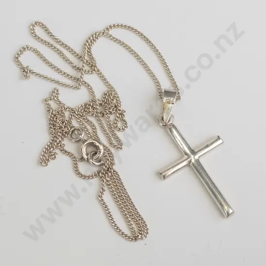 silver cross necklace stamped 925
