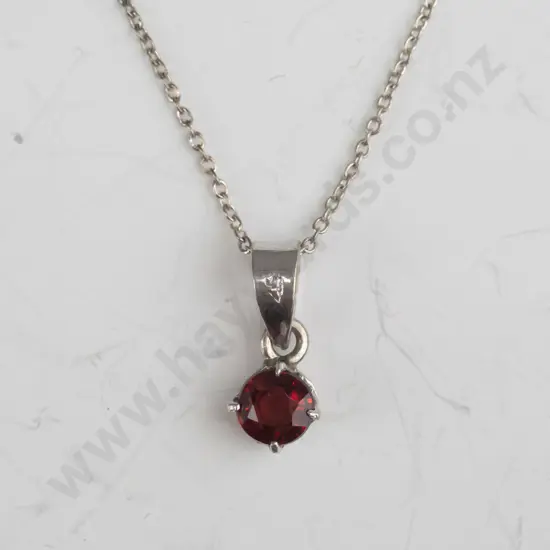 silver garnet necklace stamped 925