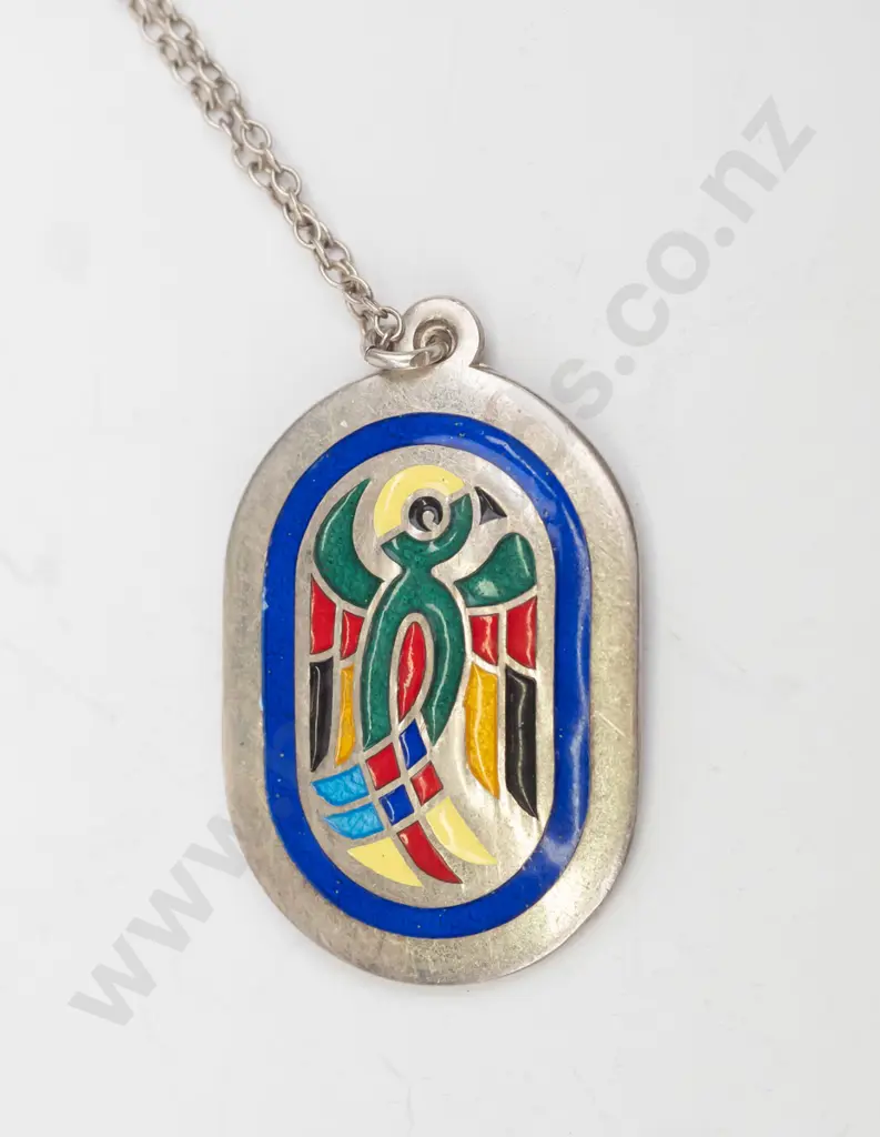 Irish silver /enamel pendant chain stamped 925 Image 1++