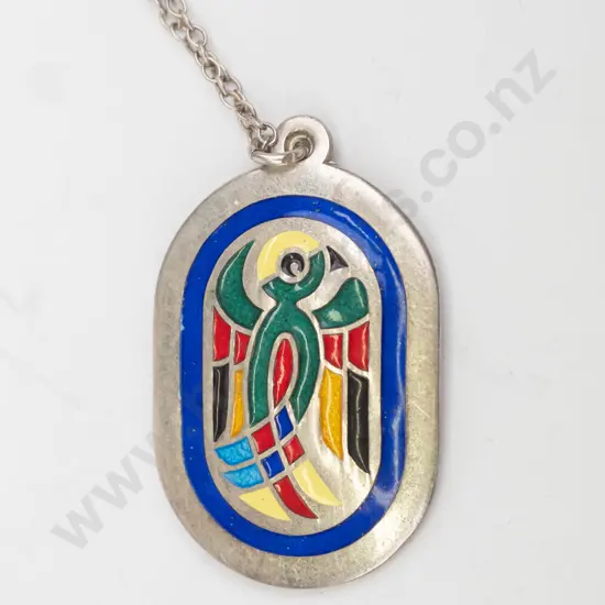 Irish silver /enamel pendant chain stamped 925