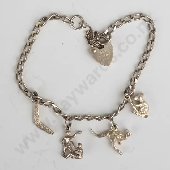 sterling silver bracelet with 4x Australian themed charms