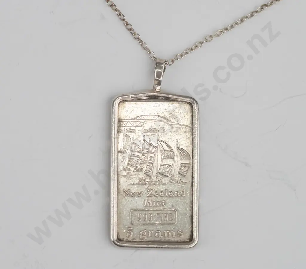 silver ingot necklace stamped 925 Image 1++
