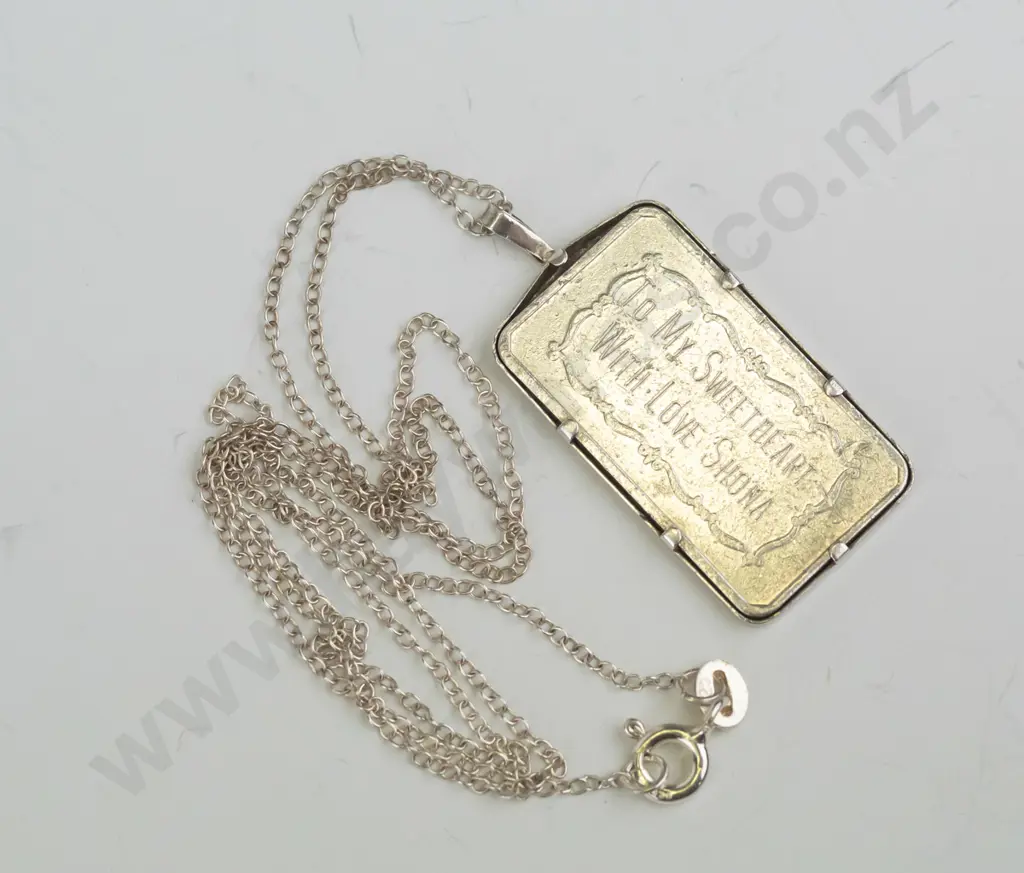 silver ingot necklace stamped 925 Image 1++
