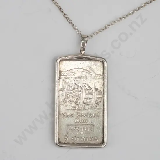 silver ingot necklace stamped 925