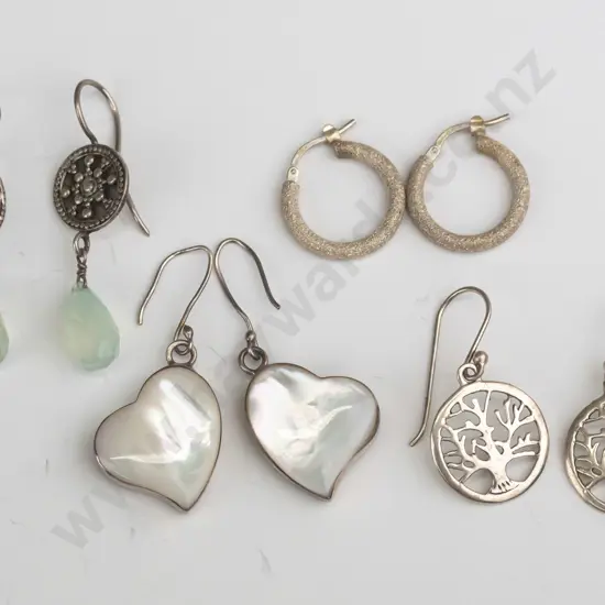4x pairs of sterling silver earrings