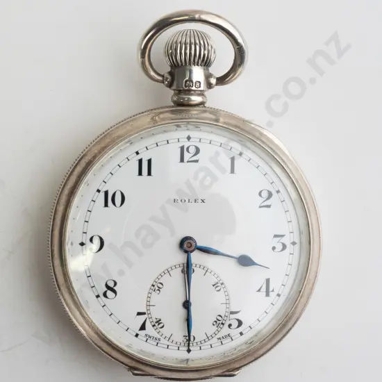 Rolex H/M Birmingham 1927 sterling silver pocket watch (Case No. 529217)