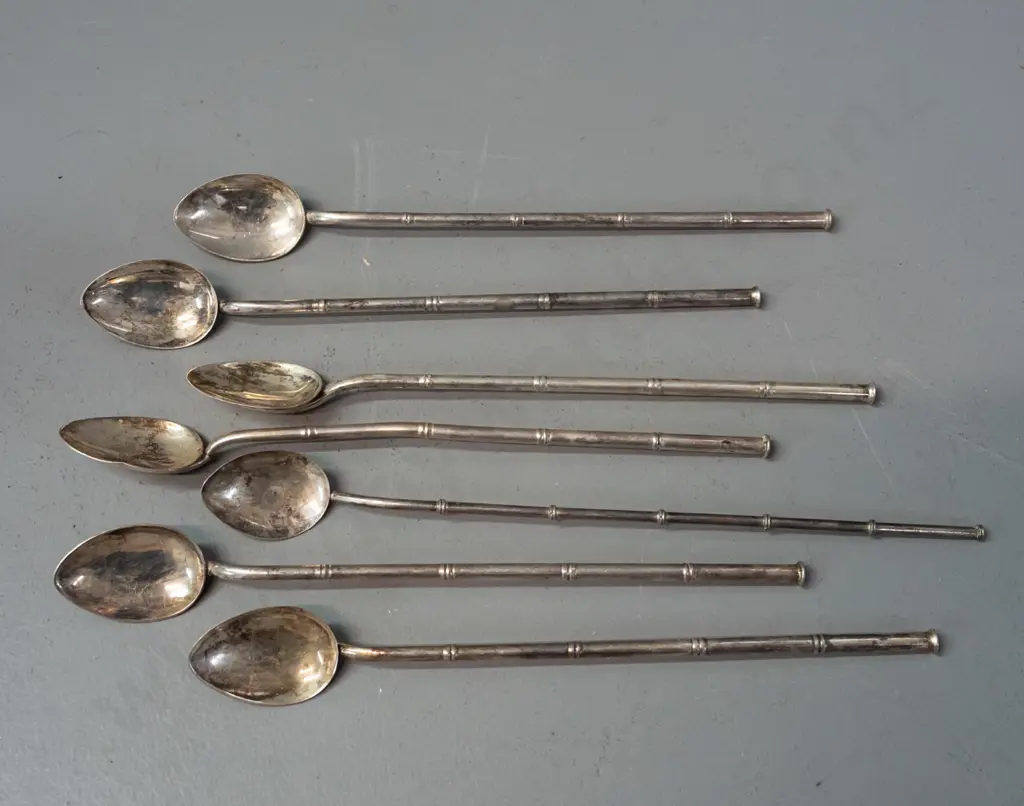 7 sterling silver yerba mate straw spoons - marked "sterling 925" - some dents and marks L-200 Image 1++