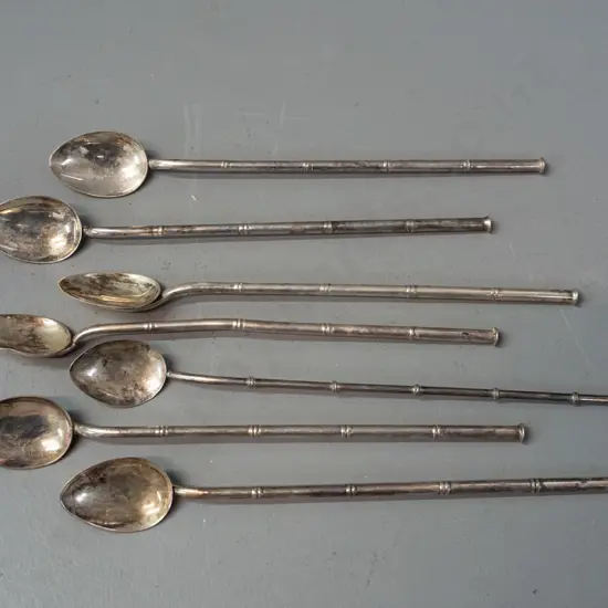 7 sterling silver yerba mate straw spoons - marked "sterling 925" - some dents and marks L-200