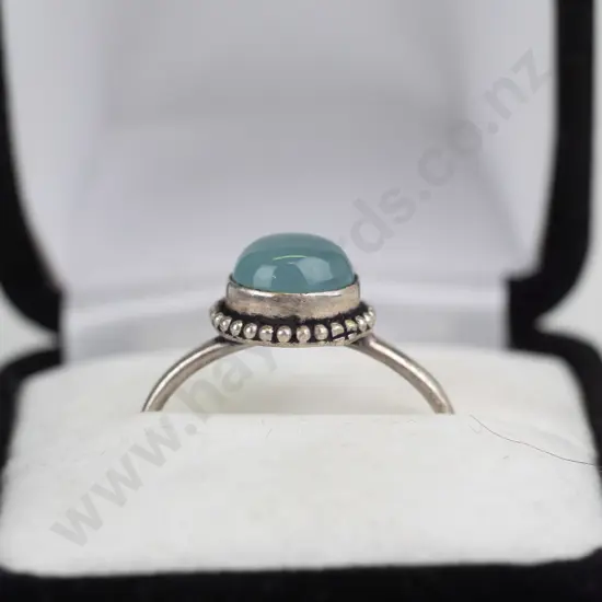 silver milky stone ring stamped 925 Size N