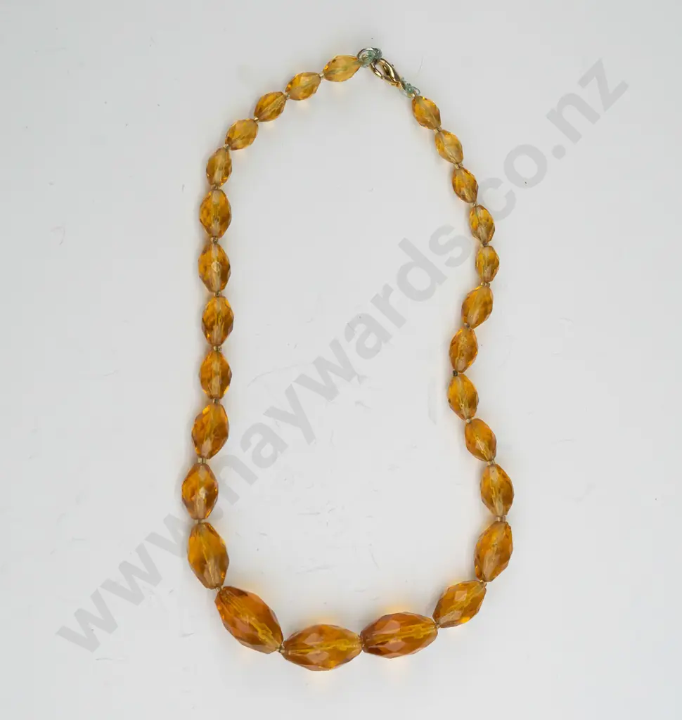 amber colour beaded necklace Image 1++