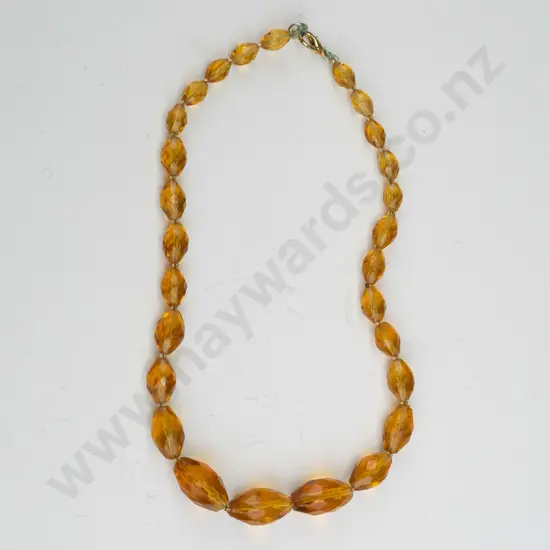 amber colour beaded necklace