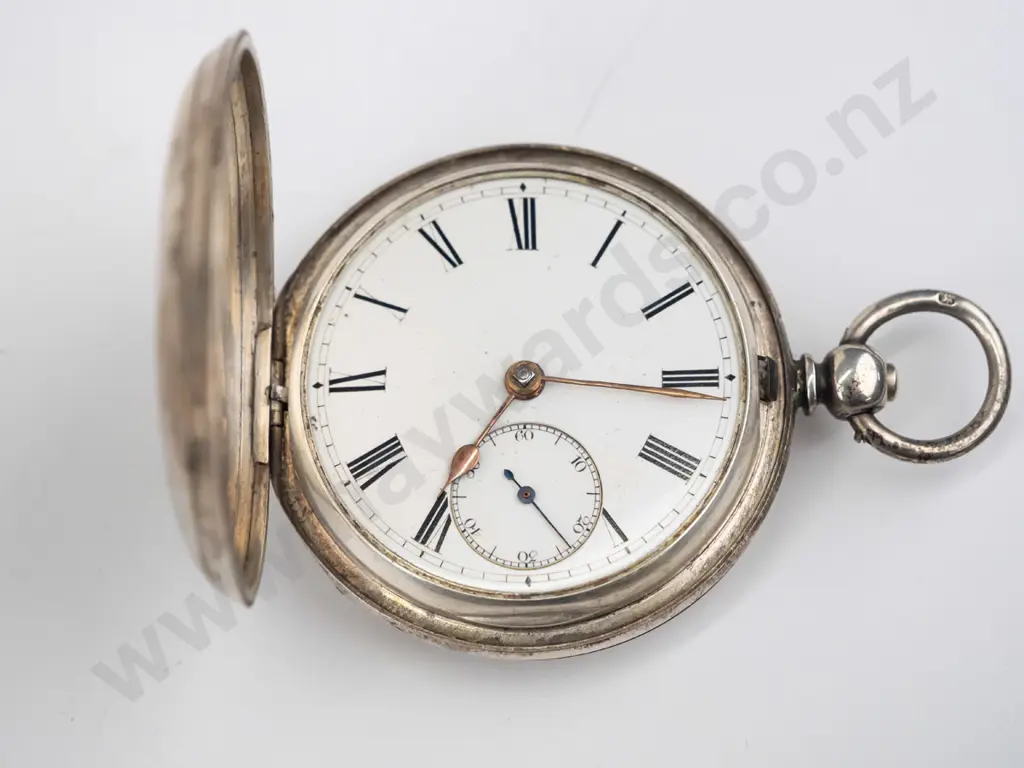 silver pocket watch stamped lion, shield, U Image 1++