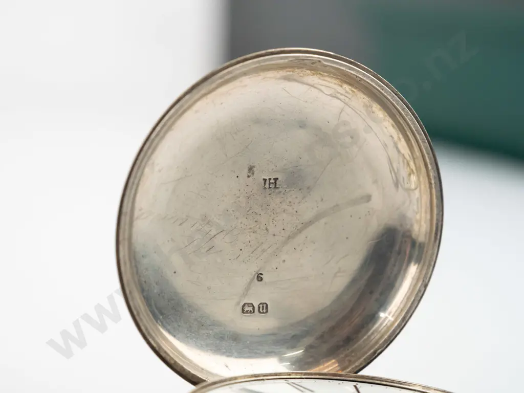 silver pocket watch stamped lion, shield, U Image 1++